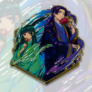 Maomao and Jinshi The Apothecary Diaries SDCC exclusive pin with colorful painterly brushstrokes