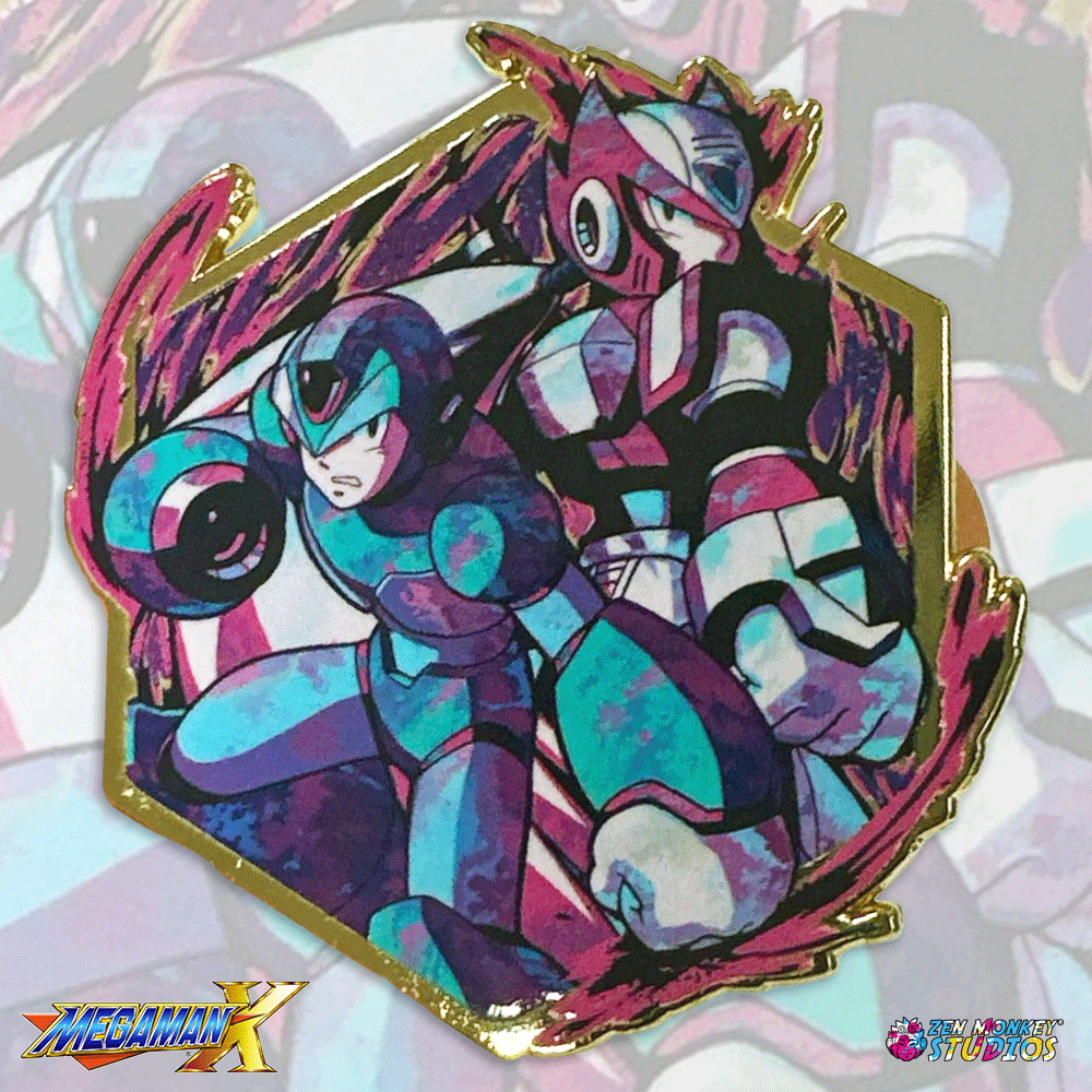 Retro Futuristic X Mega Man Painterly Series Enamel Pin | Zen