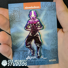 Load image into Gallery viewer, Avatar State Aang: Rainbow Metal Glow In The Dark 3 Inch Mega Pin
