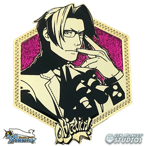 Golden Older Miles Edgeworth: 1st Edition Ace Attorney Pin
