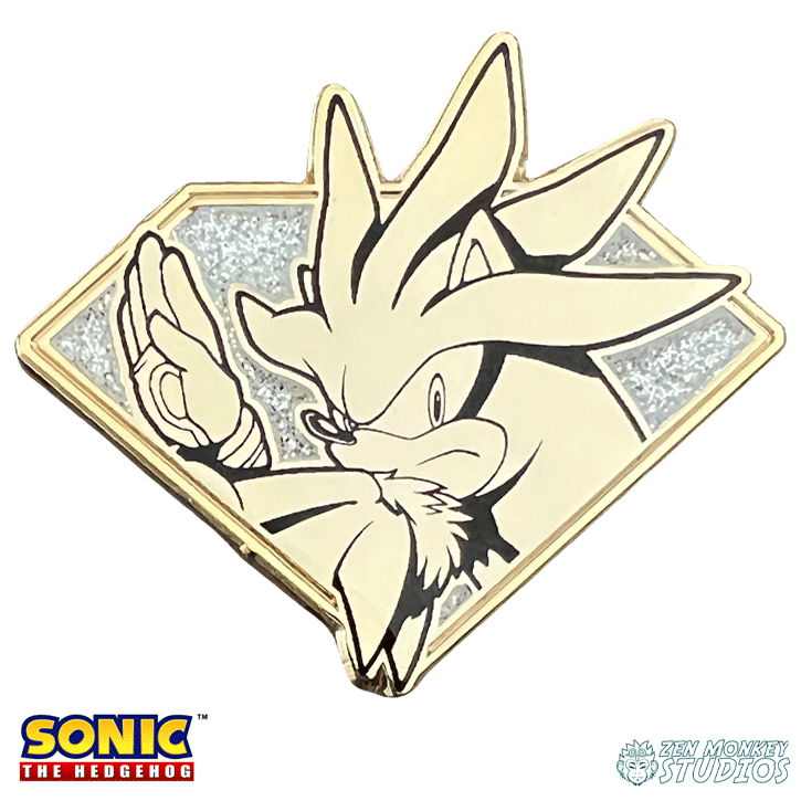 Golden Chaos Emerald Silver The Hedgehog: Sonic The Hedgehog Collectible Pin