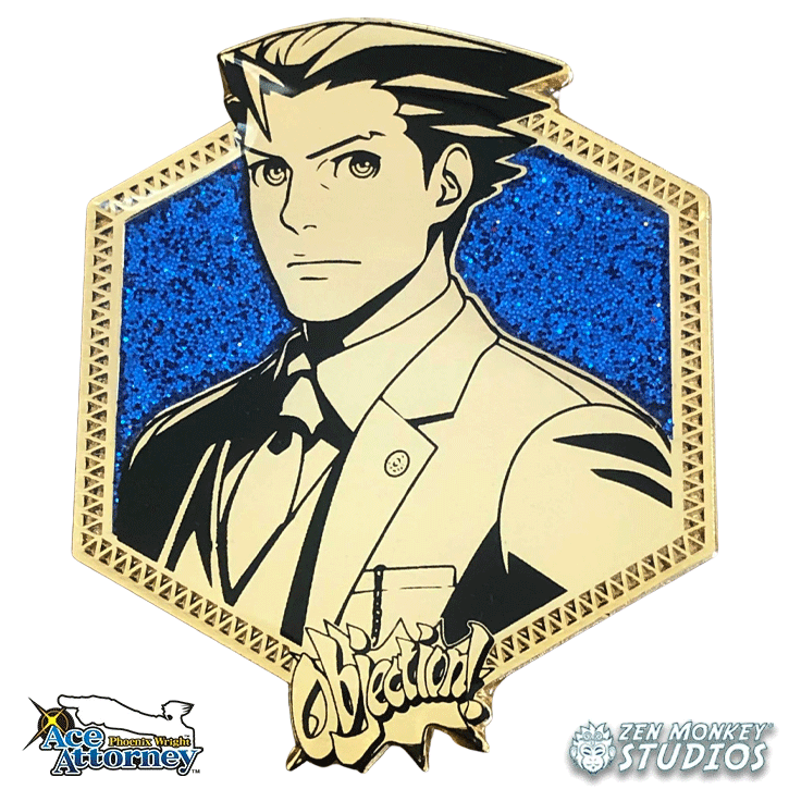 Golden Older Phoenix Wright: 1st Edition Ace Attorney Pin