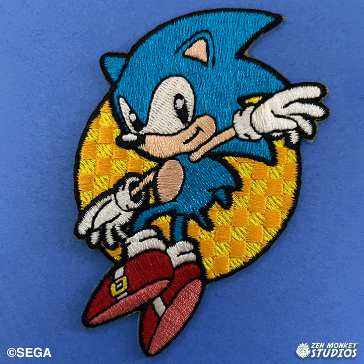 Leaping Sonic: Classic Sonic The Hedgehog Iron On Patch